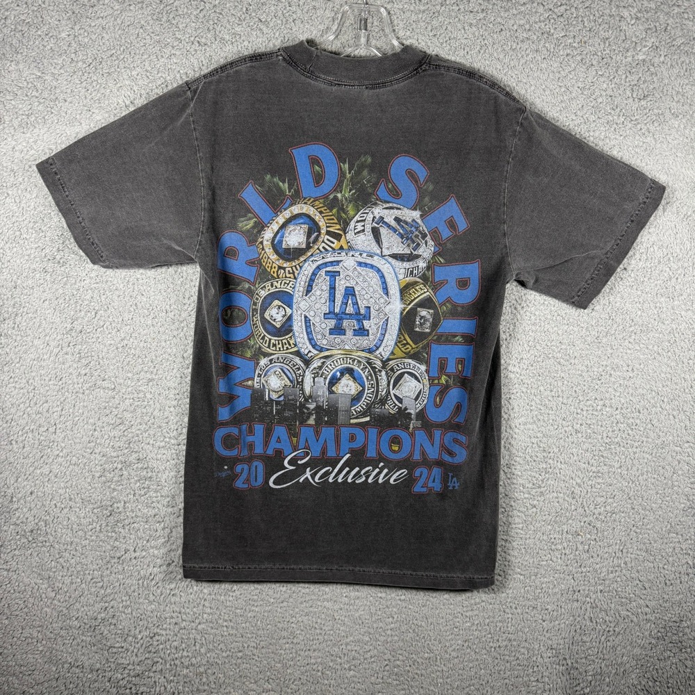 Shaka Wear LA Dodgers 2024 World Series Champions T-Shirt Mens Small Charcoal